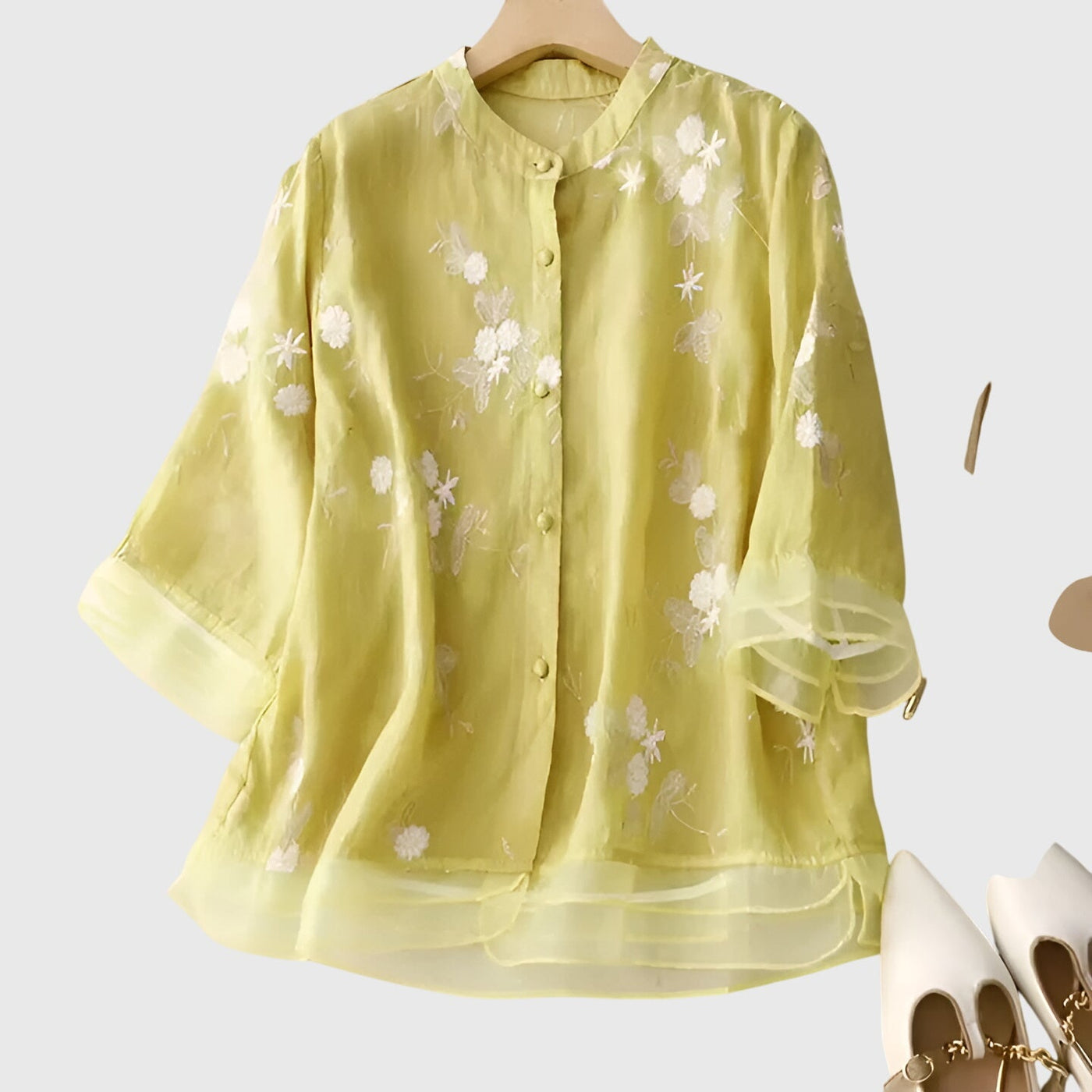 Nellie™ | Elegantna Majica sa Izvezenim Cvećem