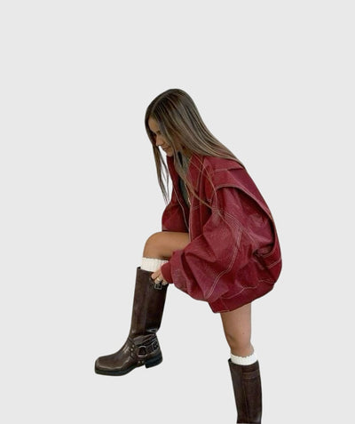 Faye™ - Oversized Kožna Jakna